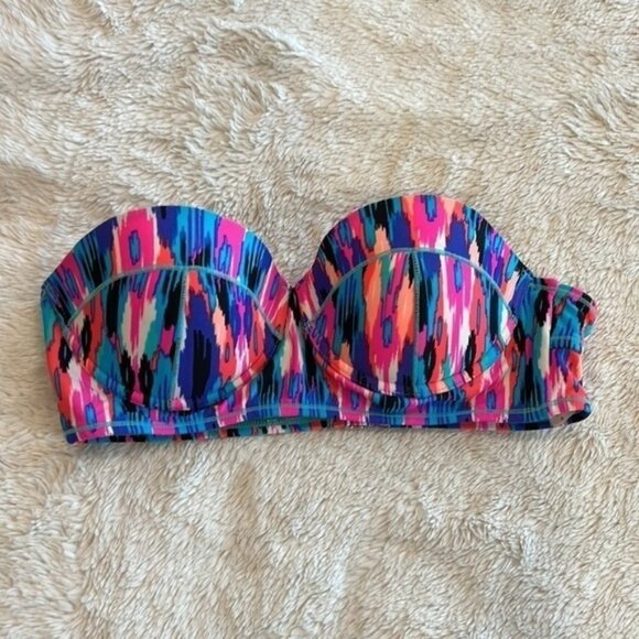 Xhiliration Yellow Strapless Style Swim Top Medium - Picture 5 of 8